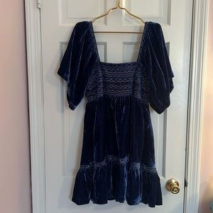 Blue velvet free people mini dress